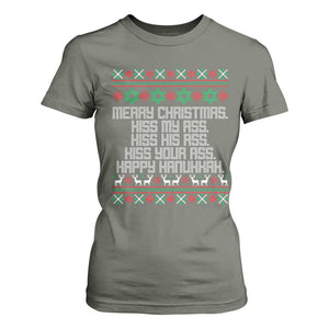 Merry Christmas Kiss My Ass Happy Hanukkah T Shirt For Women TS10 Military Green Print Your Wear
