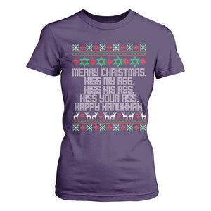 Merry Christmas Kiss My Ass Happy Hanukkah T Shirt For Women TS10 Purple Print Your Wear