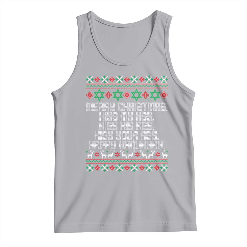 Merry Christmas Kiss My Ass Happy Hanukkah Tank Top TS10 Athletic Heather Print Your Wear