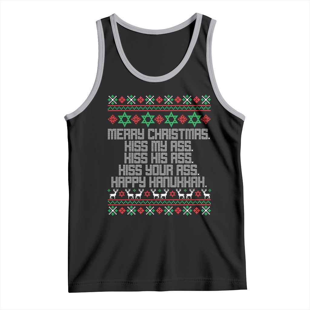 Merry Christmas Kiss My Ass Happy Hanukkah Tank Top TS10 Black Athletic Heather Print Your Wear