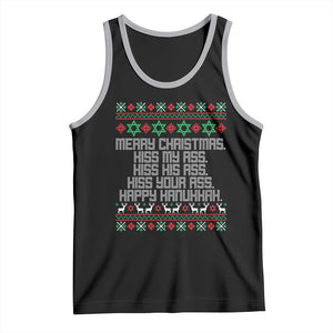 Merry Christmas Kiss My Ass Happy Hanukkah Tank Top TS10 Black Athletic Heather Print Your Wear