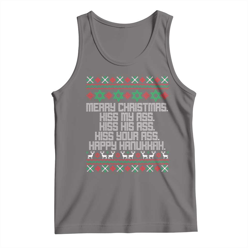 Merry Christmas Kiss My Ass Happy Hanukkah Tank Top TS10 Deep Heather Print Your Wear