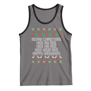 Merry Christmas Kiss My Ass Happy Hanukkah Tank Top TS10 Deep Heather Black Print Your Wear