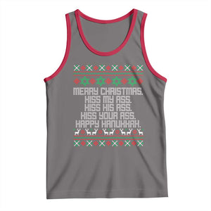 Merry Christmas Kiss My Ass Happy Hanukkah Tank Top TS10 Deep Heather Red Print Your Wear