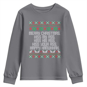 Merry Christmas Kiss My Ass Happy Hanukkah Youth Sweatshirt TS10 Charcoal Print Your Wear