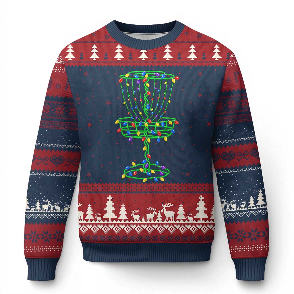 Xmas Disc Golf Basket Ugly Christmas Sweater Frisbee Golfer Xmas Gift TS10 Navy Red Print Your Wear