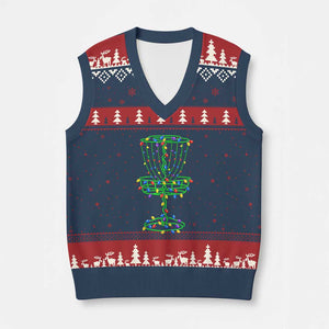 Xmas Disc Golf Basket V-Neck Knit Sweater Vest Frisbee Golfer Xmas Gift TS10 Navy Red Print Your Wear
