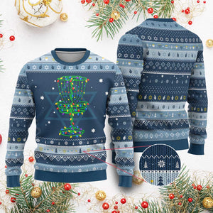 Christmas Disc Golf Basket Hanukkah Ugly Sweater Frisbee Golfer Xmas Gift TS10 Navy Light Blue Print Your Wear
