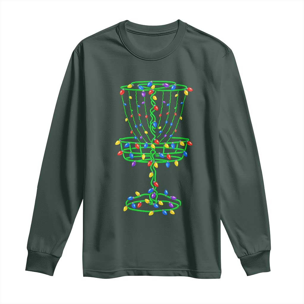 Christmas Disc Golf Basket Long Sleeve Shirt Frisbee Golfer Xmas Gift TS10 Dark Forest Green Print Your Wear