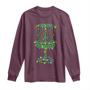 Christmas Disc Golf Basket Long Sleeve Shirt Frisbee Golfer Xmas Gift TS10 Maroon Print Your Wear