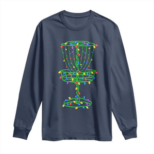 Christmas Disc Golf Basket Long Sleeve Shirt Frisbee Golfer Xmas Gift TS10 Navy Print Your Wear