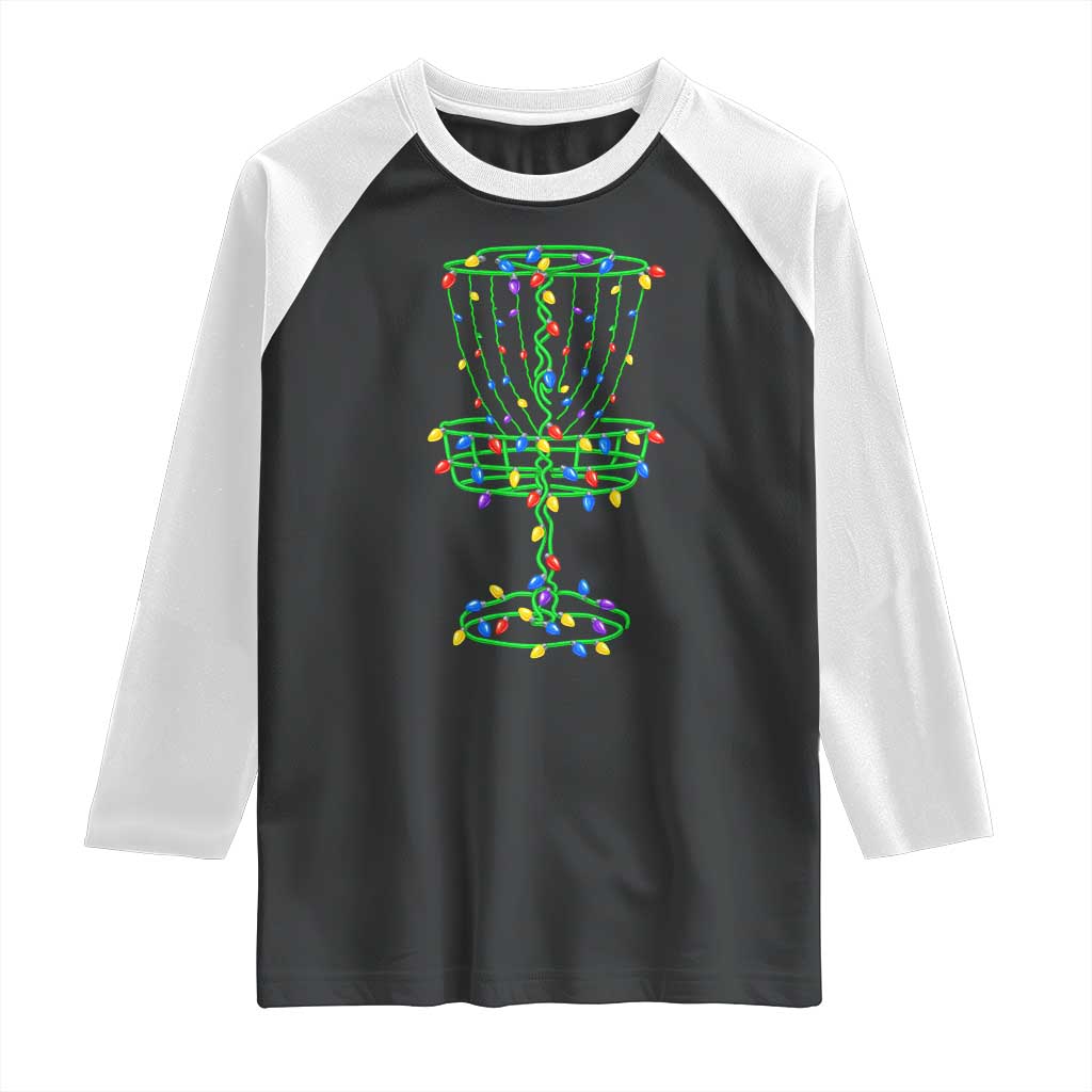 Christmas Disc Golf Basket Raglan Shirt Frisbee Golfer Xmas Gift TS10 Black White Print Your Wear
