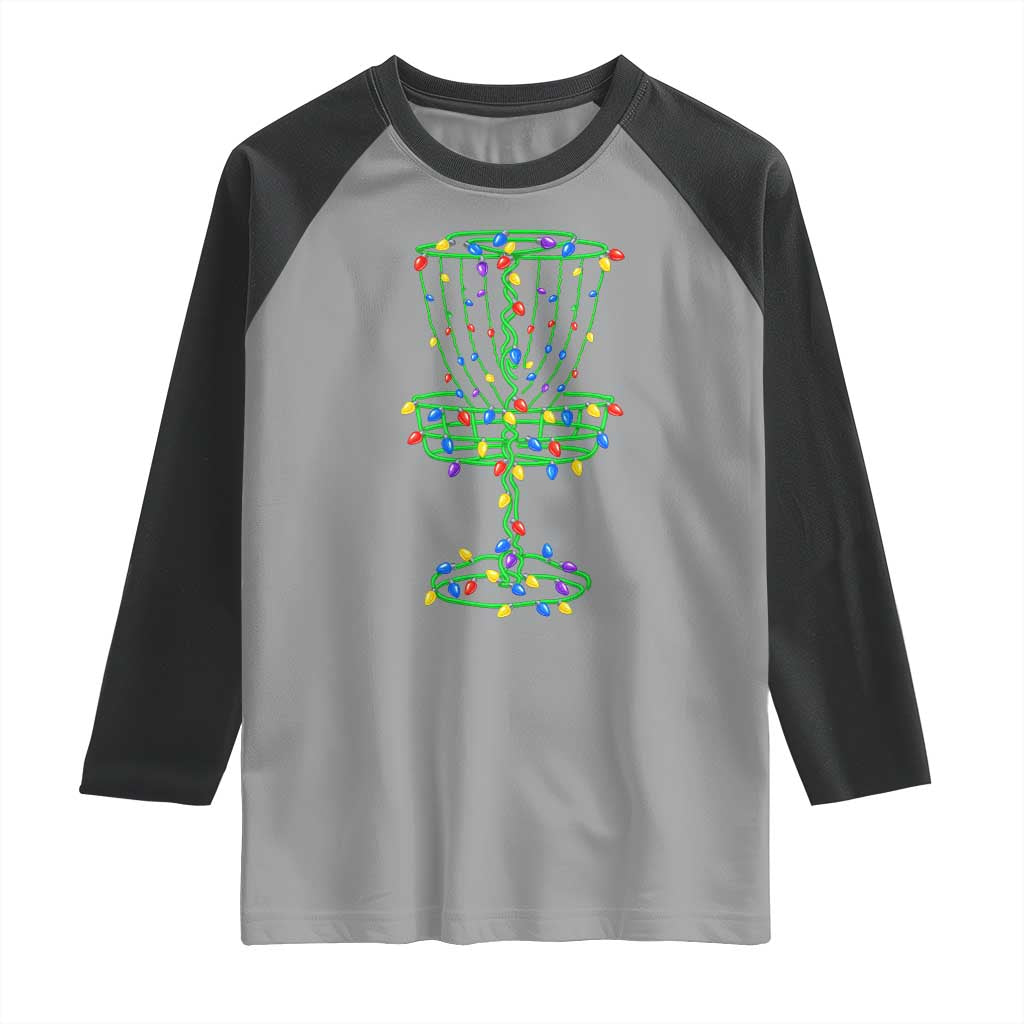 Christmas Disc Golf Basket Raglan Shirt Frisbee Golfer Xmas Gift TS10 Sport Gray Black Print Your Wear