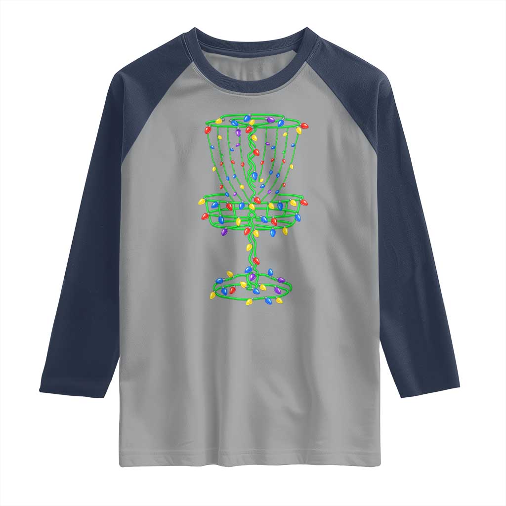 Christmas Disc Golf Basket Raglan Shirt Frisbee Golfer Xmas Gift TS10 Sport Gray Navy Print Your Wear