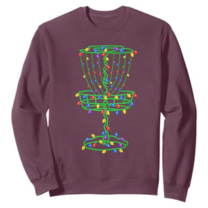 Christmas Disc Golf Basket Sweatshirt Frisbee Golfer Xmas Gift TS10 Maroon Print Your Wear