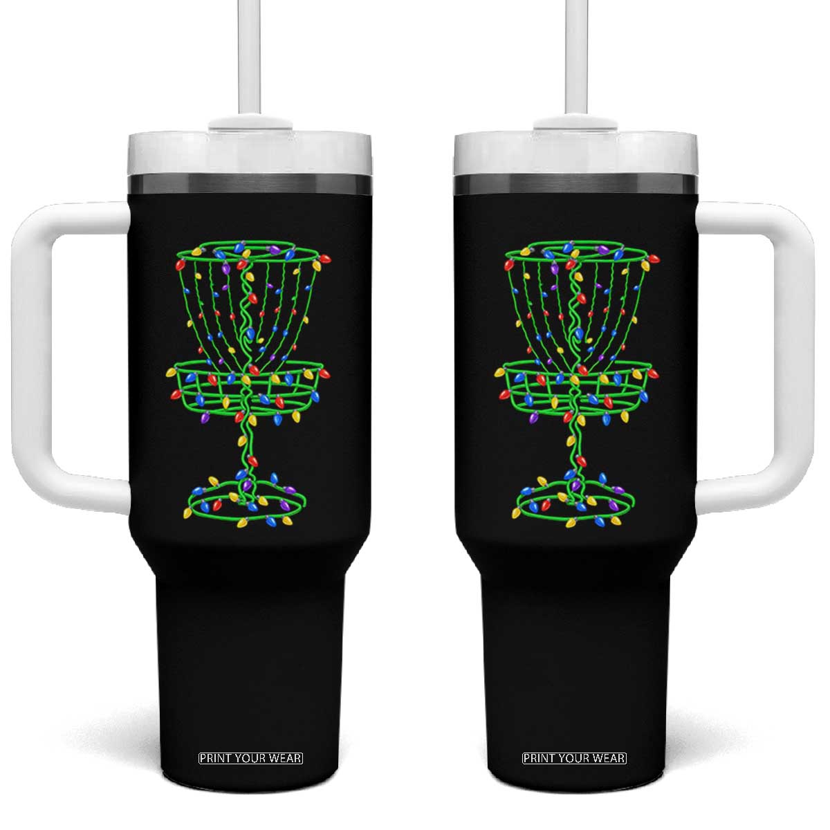 Christmas Disc Golf Basket Tumbler With Handle Frisbee Golfer Xmas Gift TS10 One Size: 40 oz Black Print Your Wear
