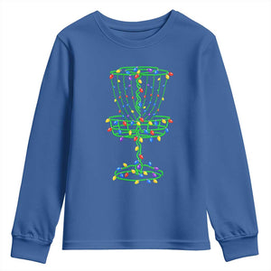 Christmas Disc Golf Basket Youth Sweatshirt Frisbee Golfer Xmas Gift TS10 Royal Blue Print Your Wear