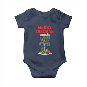 Christmas Disc Golf Baby Onesie Merry Discmas Golfers Frisbee Golfer Xmas Gift TS10 Navy Print Your Wear