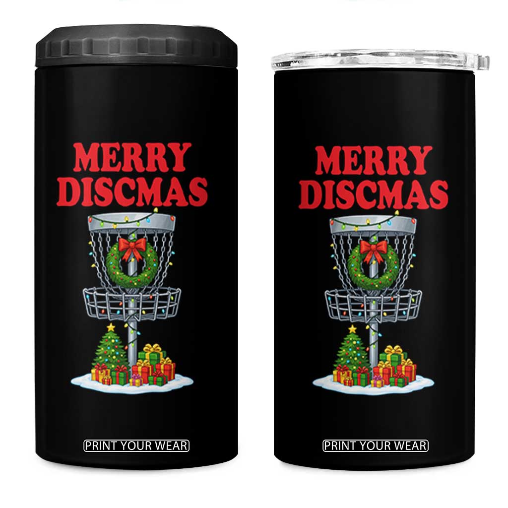Christmas Disc Golf 4 in 1 Can Cooler Tumbler Merry Discmas Golfers Frisbee Golfer Xmas Gift TS10 One Size: 16 oz Black Print Your Wear