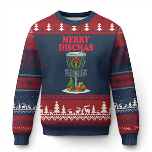 Xmas Disc Golf Ugly Christmas Sweater Merry Discmas Golfers Frisbee Golfer Xmas Gift TS10 Navy Red Print Your Wear
