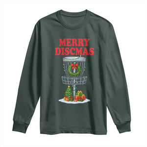 Christmas Disc Golf Long Sleeve Shirt Merry Discmas Golfers Frisbee Golfer Xmas Gift TS10 Dark Forest Green Print Your Wear