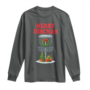 Christmas Disc Golf Long Sleeve Shirt Merry Discmas Golfers Frisbee Golfer Xmas Gift TS10 Dark Heather Print Your Wear