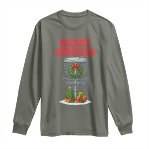 Christmas Disc Golf Long Sleeve Shirt Merry Discmas Golfers Frisbee Golfer Xmas Gift TS10 Military Green Print Your Wear