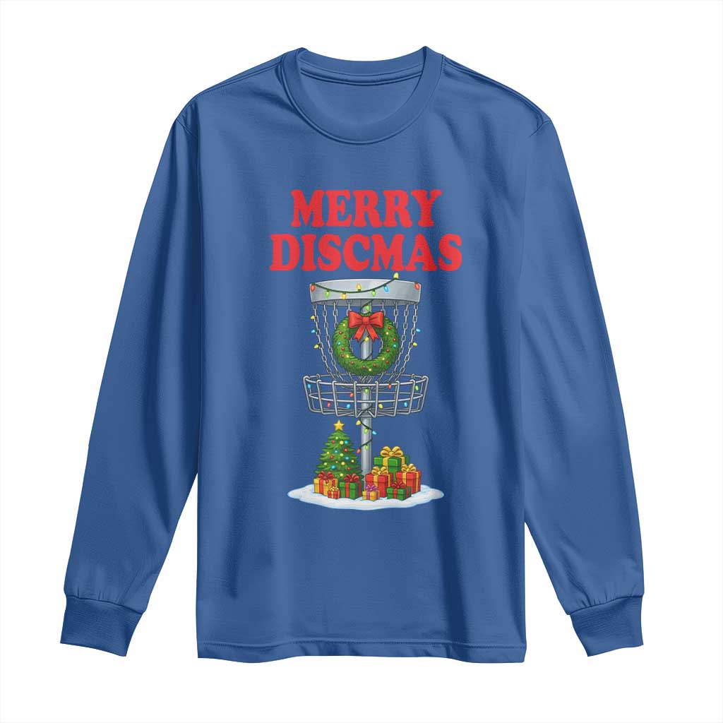 Christmas Disc Golf Long Sleeve Shirt Merry Discmas Golfers Frisbee Golfer Xmas Gift TS10 Royal Blue Print Your Wear