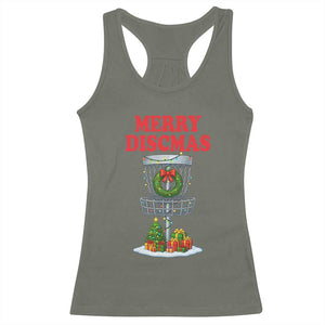 Christmas Disc Golf Racerback Tank Top Merry Discmas Golfers Frisbee Golfer Xmas Gift TS10 Military Green Print Your Wear