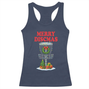 Christmas Disc Golf Racerback Tank Top Merry Discmas Golfers Frisbee Golfer Xmas Gift TS10 Navy Print Your Wear