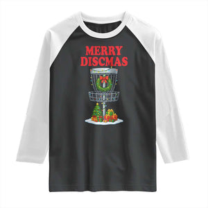 Christmas Disc Golf Raglan Shirt Merry Discmas Golfers Frisbee Golfer Xmas Gift TS10 Black White Print Your Wear