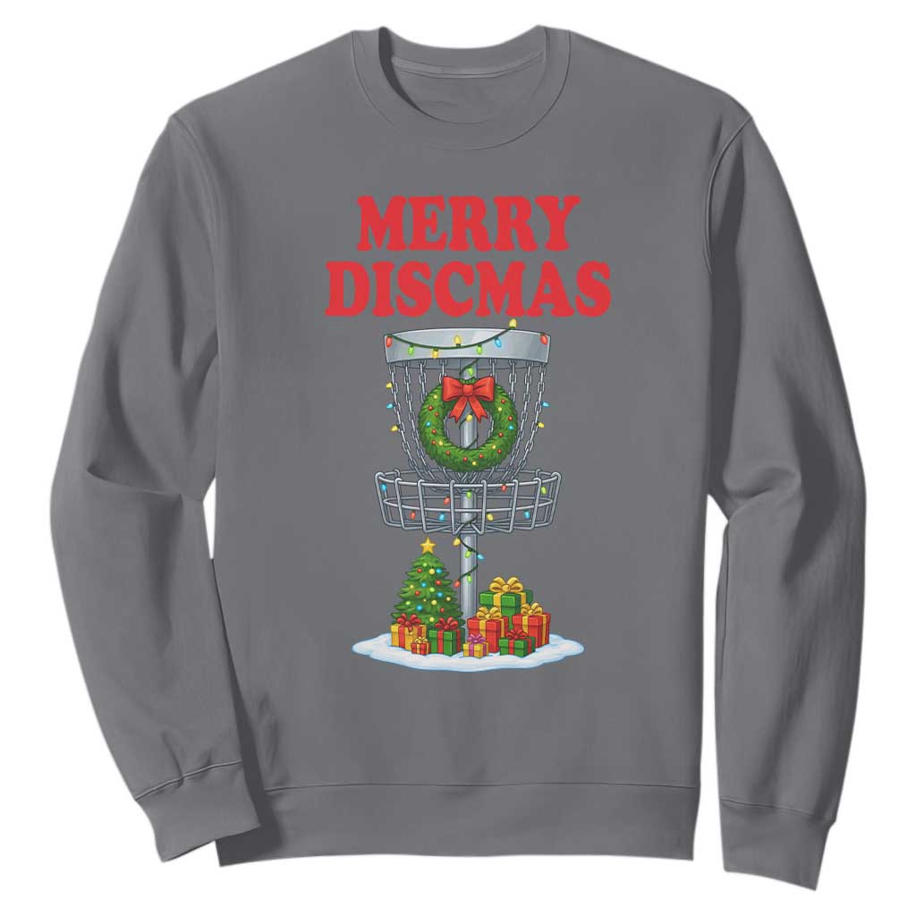 Christmas Disc Golf Sweatshirt Merry Discmas Golfers Frisbee Golfer Xmas Gift TS10 Charcoal Print Your Wear