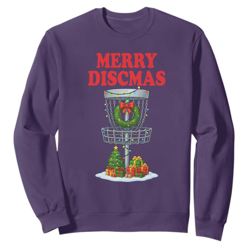 Christmas Disc Golf Sweatshirt Merry Discmas Golfers Frisbee Golfer Xmas Gift TS10 Purple Print Your Wear