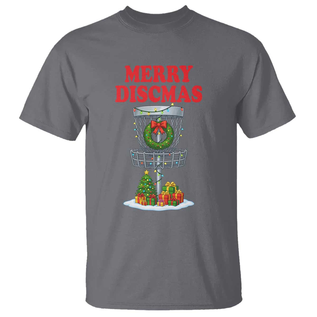 Christmas Disc Golf T Shirt Merry Discmas Golfers Frisbee Golfer Xmas Gift TS10 Charcoal Print Your Wear