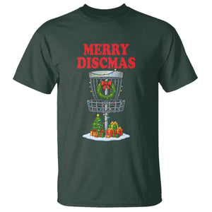 Christmas Disc Golf T Shirt Merry Discmas Golfers Frisbee Golfer Xmas Gift TS10 Dark Forest Green Print Your Wear