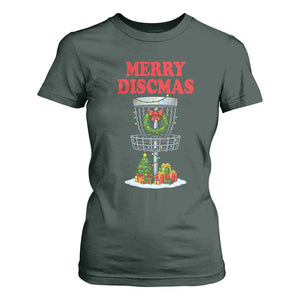 Christmas Disc Golf T Shirt For Women Merry Discmas Golfers Frisbee Golfer Xmas Gift TS10 Dark Forest Green Print Your Wear