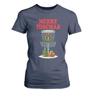 Christmas Disc Golf T Shirt For Women Merry Discmas Golfers Frisbee Golfer Xmas Gift TS10 Navy Print Your Wear