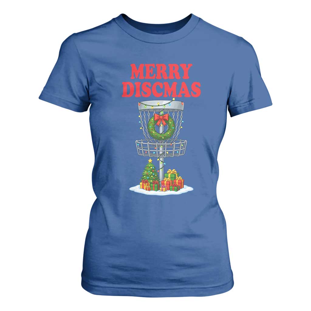 Christmas Disc Golf T Shirt For Women Merry Discmas Golfers Frisbee Golfer Xmas Gift TS10 Royal Blue Print Your Wear