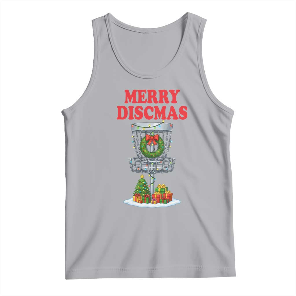 Christmas Disc Golf Tank Top Merry Discmas Golfers Frisbee Golfer Xmas Gift TS10 Athletic Heather Print Your Wear