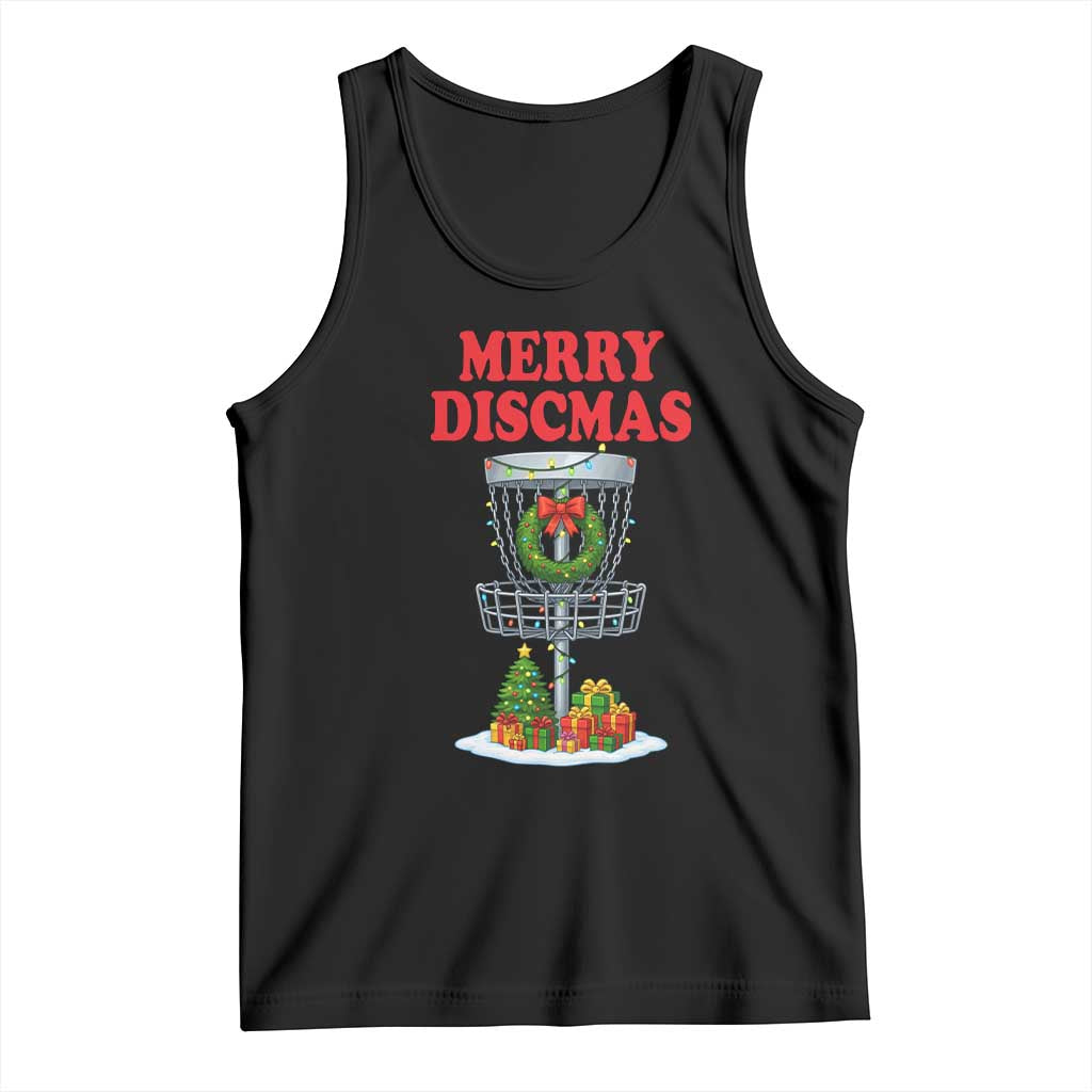 Christmas Disc Golf Tank Top Merry Discmas Golfers Frisbee Golfer Xmas Gift TS10 Black Print Your Wear