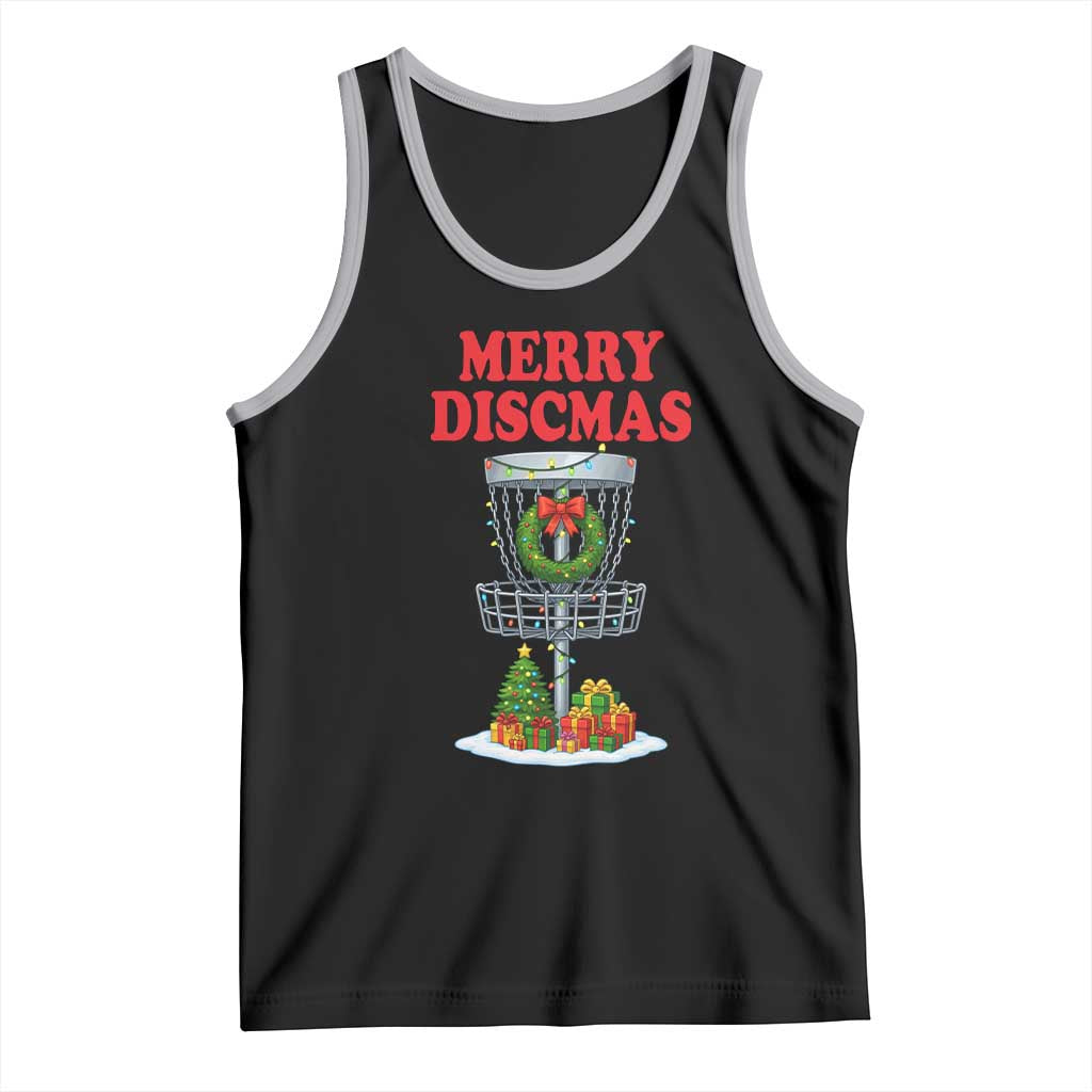 Christmas Disc Golf Tank Top Merry Discmas Golfers Frisbee Golfer Xmas Gift TS10 Black Athletic Heather Print Your Wear