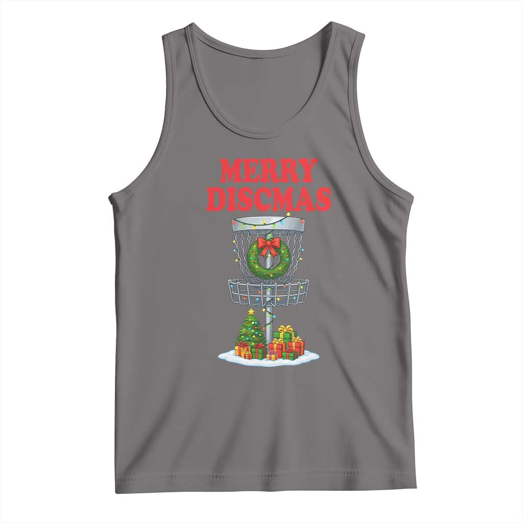 Christmas Disc Golf Tank Top Merry Discmas Golfers Frisbee Golfer Xmas Gift TS10 Deep Heather Print Your Wear