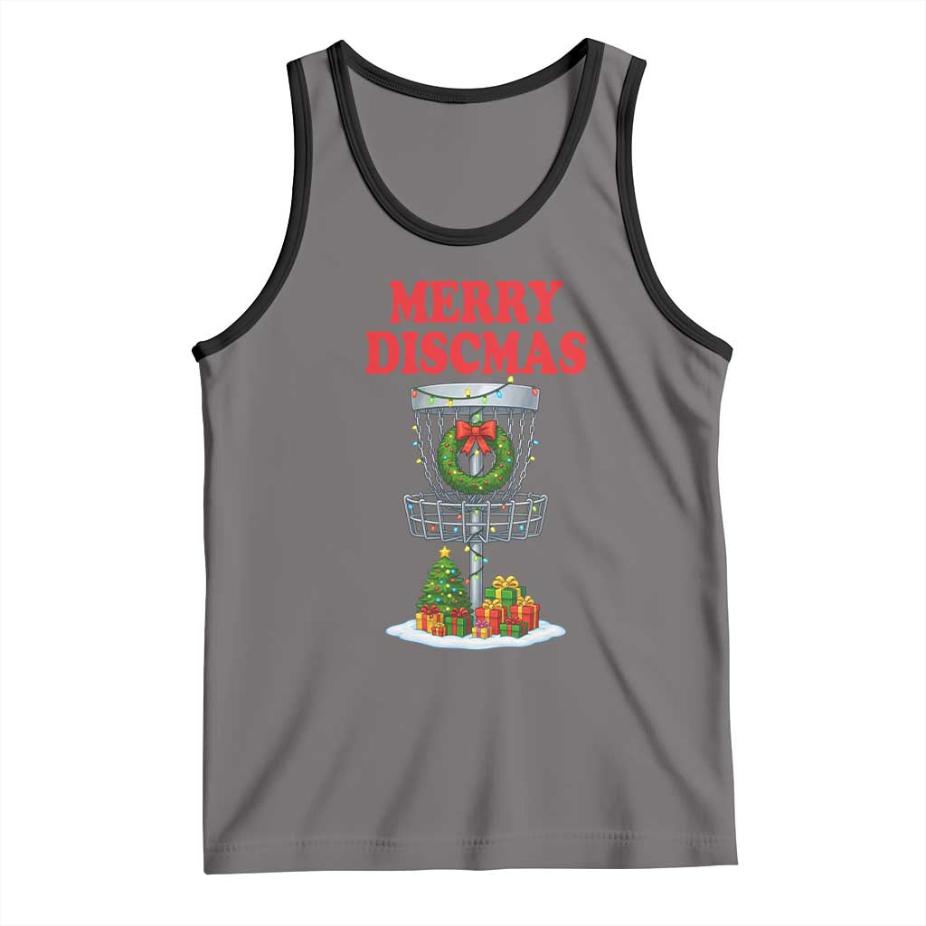 Christmas Disc Golf Tank Top Merry Discmas Golfers Frisbee Golfer Xmas Gift TS10 Deep Heather Black Print Your Wear