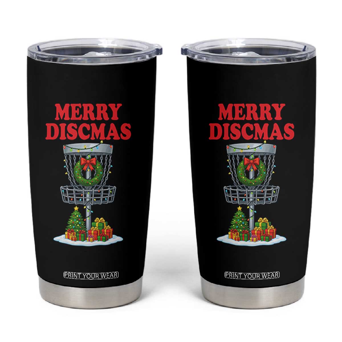 Christmas Disc Golf Tumbler Cup Merry Discmas Golfers Frisbee Golfer Xmas Gift TS10 Black Print Your Wear