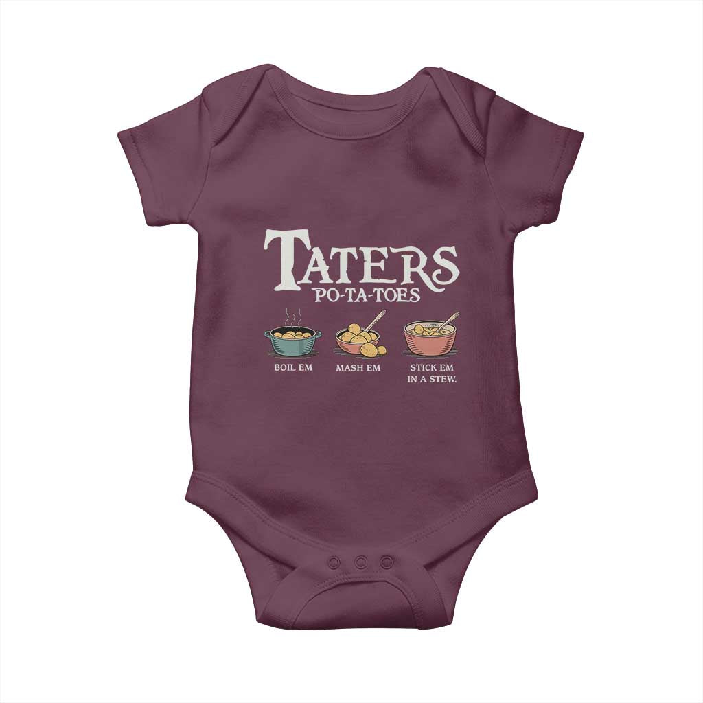 Taters Potatoes Baby Onesie Funny Movie Fans Holiday Gift TS10 Maroon Print Your Wear