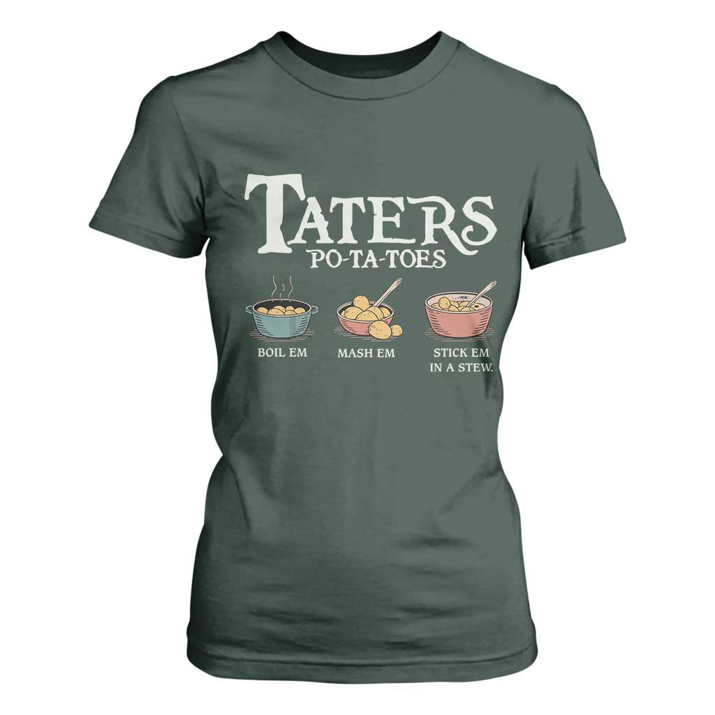 Taters Potatoes T Shirt For Women Funny Movie Fans Holiday Gift TS10 Dark Forest Green Print Your Wear