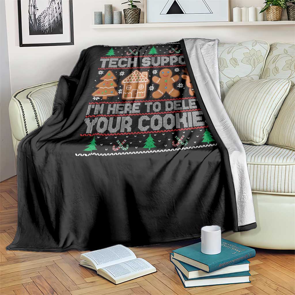 Funny Christmas Tech Support Throw Blanket Computer Programmer Gift Here To Delete Cookies Ugly Xmas TS10 Print Your Wear