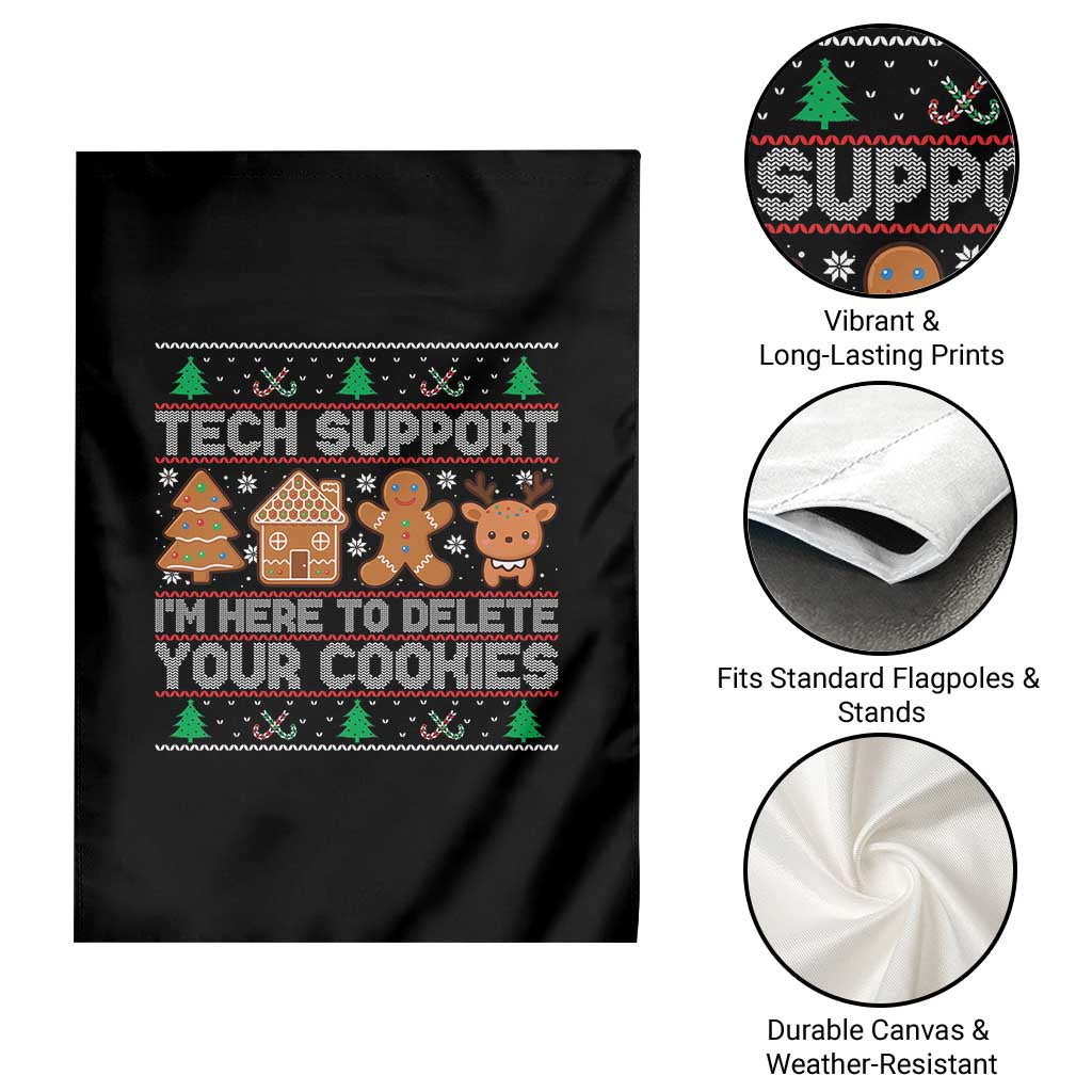 Funny Christmas Tech Support Garden Flag Computer Programmer Gift Here To Delete Cookies Ugly Xmas TS10 Print Your Wear