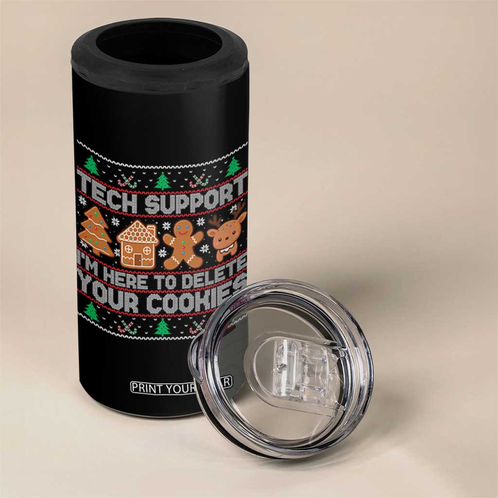 Funny Christmas Tech Support 4 in 1 Can Cooler Tumbler Computer Programmer Gift Here To Delete Cookies Ugly Xmas TS10 Print Your Wear
