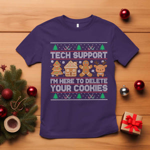 Funny Christmas Tech Support T Shirt Computer Programmer Gift Here To Delete Cookies Ugly Xmas TS10 Purple Print Your Wear